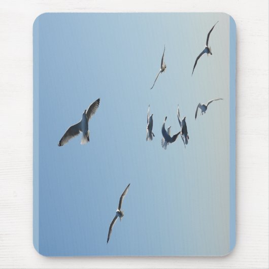 空を飛ぶカモメ 海岸 鳥 自然 デスク  マウスパッド (正面)