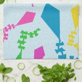 空を飛ぶカラフルなくるま キッチンタオル (折り畳み)