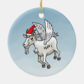 空を飛ぶクリスマスのヤギ セラミックオーナメント (裏面)