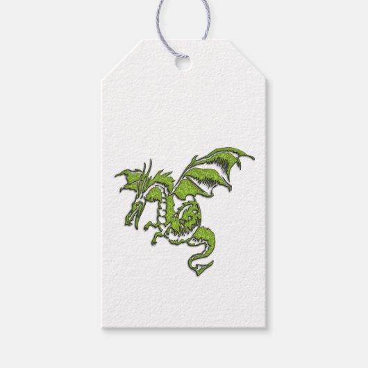 空を飛ぶドラゴンのデザイン ギフトタグ (正面)