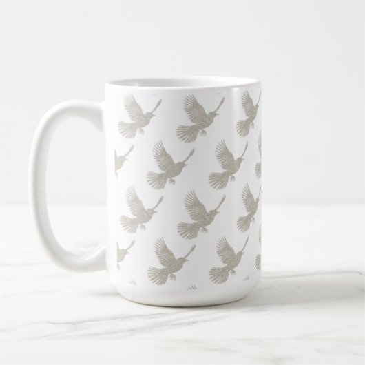 空を飛ぶ鳥の北欧柄 タンリネン コーヒーマグカップ (左)