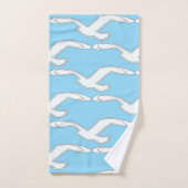 空を飛ぶ鳥バスアクセサリー ライトブルー バスタオルセット (ハンドタオル)