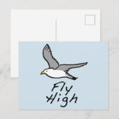 空を飛ぶ鳥。飛翔するカモメのイラスト。 ポストカード (正面/裏面)