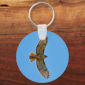 空を飛んでいる赤尾タカ キーホルダー (正面)