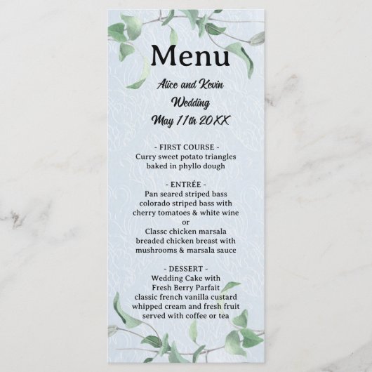 空エレガントの青い背景の紫色の枝 メニュー (正面)