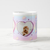 空カラフルに虹のハートの写真カスタム写真 ジャンボコーヒーマグカップ (正面)