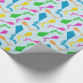 空カラフルに飛んでいる輝く凧 ラッピングペーパー (角)