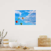 空カラフルの熱気球 ポスター (キッチン)