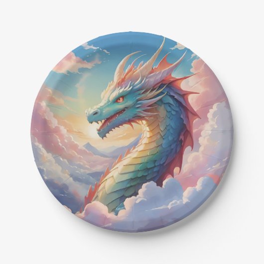 空カラフルの竜 ペーパープレート (正面)