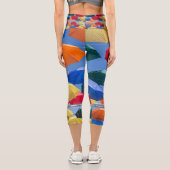 空カラフル青橙赤色の傘 カプリレギンス (裏面)