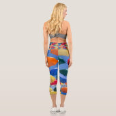 空カラフル青橙赤色の傘 カプリレギンス (裏面)