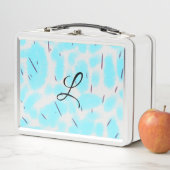 空シンプル青黒水色あなたのモノグラムを追加 メタルランチボックス (インサイチュ)