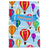 空パーソナライズされたカラフルの熱気球 ミディアムペーパーバッグ (正面)