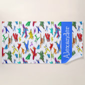 空パーソナライズされたカラフル機模様 ビーチタオル (正面)