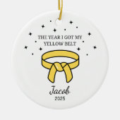 空パーソナライズされた手イエローベルト、テコンドー服 セラミックオーナメント (正面)