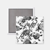 空フルブラックヴィンテージフローラトイル食洗機 マグネット (正面/裏面)