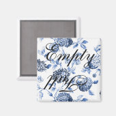 空フルブルーヴィンテージフローラトイル食洗機 マグネット (正面/裏面)