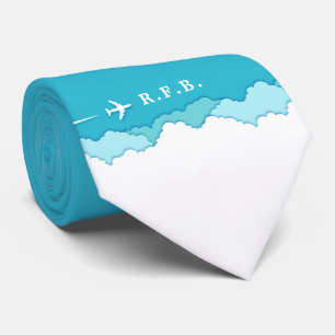 空フレンドリー 航空をテーマにしたカスタムイニシャル ネクタイ