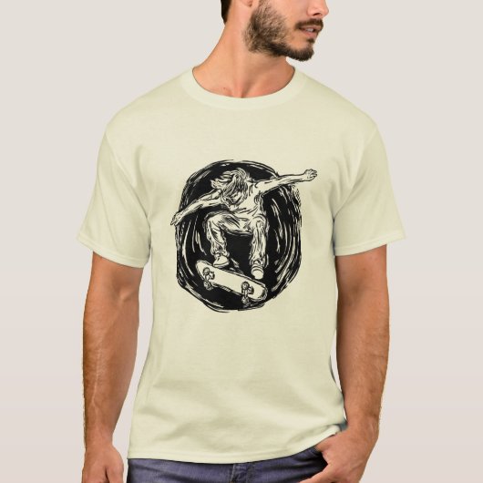空中でスケートボードをする伝説のスケーター Tシャツ (正面)