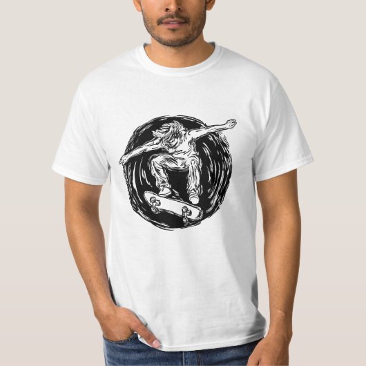 空中でスケートボードをする伝説のスケーター Tシャツ (正面)