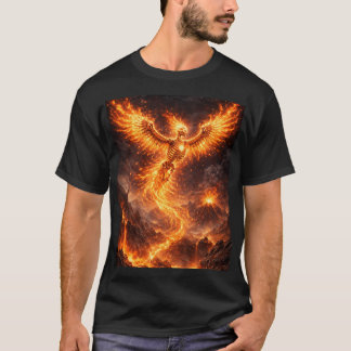空中で炎と化す不死鳥の骨格 Tシャツ