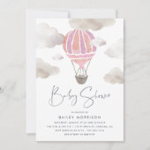 空中で |熱気球ベビーシャワー 招待状 (正面)