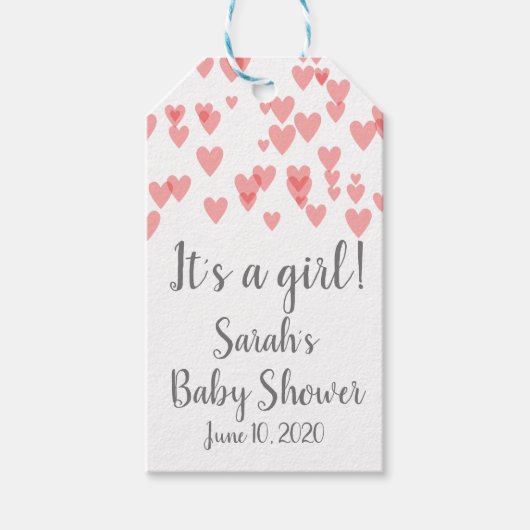 空中に散乱したハート ギフトタグ (正面)