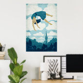 空中に浮かぶ少女 ポスター (ホームオフィス)