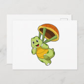 空中に飛ぶカメのシェル ポストカード (正面/裏面)