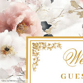 空中の水色のほこりっぽいピンクの金ゴールド結婚ズ ゲストブック