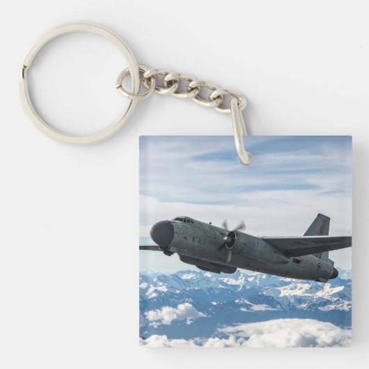 空中の飛行機 キーホルダー (正面)