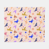 空中の鳥 フリースブランケット (正面(横))