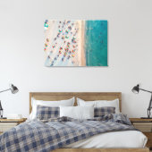 空中ビーチ写真、サンディビーチの傘 キャンバスプリント (インサイチュ (寝室))