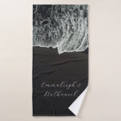 空中ブラックサンドビーチカスタム バスタオル (バスタオル)