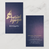空中ヨガインストラクターピラティスフィットネスパープル金ゴールド 名刺 (正面/裏面)