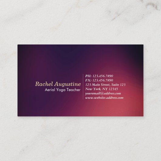 空中ヨガインストラクターピラティスフィットネスパープル金ゴールド 名刺 (裏面)