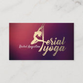 空中ヨガインストラクターピラティスフィットネスパープル金ゴールド 名刺 (正面)