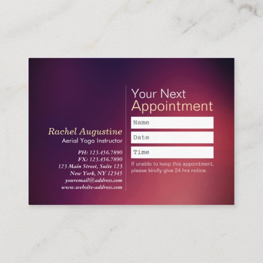 空中ヨガインストラクター10クラスパスアポイントメント ロイヤリティカード (裏面)