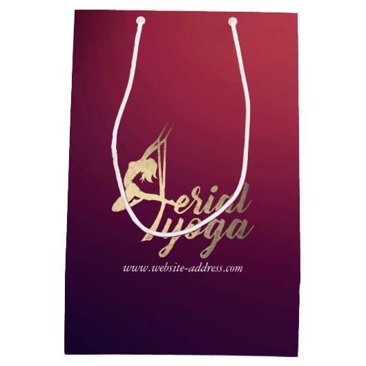 空中ヨガメディテーションピラティスフィットネスインストラクター ミディアムペーパーバッグ (裏面)