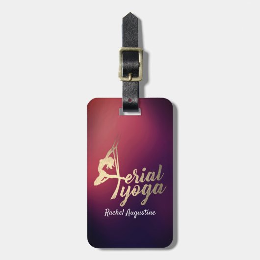 空中ヨガメディテーションピラティスフィットネスインストラクター ラゲッジタグ (正面縦)