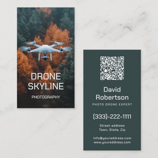 空中写真撮影ドローンのスカイライン写真をマスタリング 名刺 (正面/裏面)