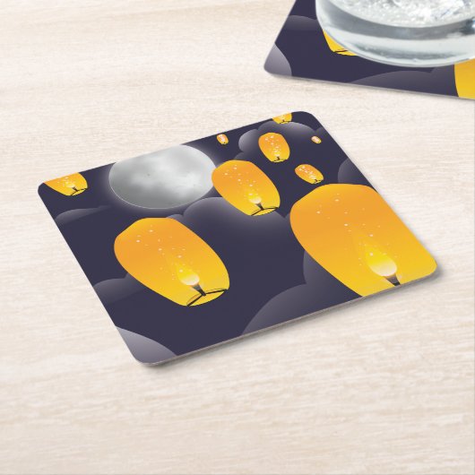 空中国の灯 スクエアペーパーコースター (アングル)
