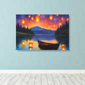 空中提灯が空に浮かぶ キャンバスプリント (インサイチュ (ウッドフロア))