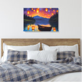 空中提灯が空に浮かぶ キャンバスプリント (インサイチュ (寝室))