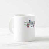 空中滑空する コーヒーマグカップ (正面左)