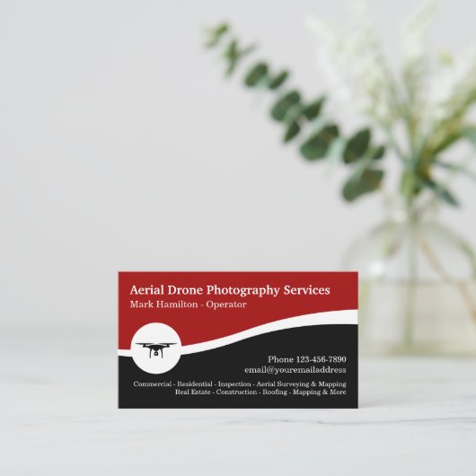 空中無人機撮影サービス 名刺 (スタンド正面)