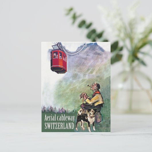 空中索道,スイス,ヴィンテージ旅行 ポストカード (スタンド正面)
