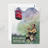 空中索道，スイス，ヴィンテージ旅行 ポストカード (正面/裏面)
