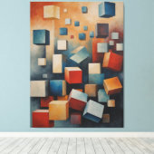 空中絵を描に浮いている立方体 キャンバスプリント (インサイチュ (ウッドフロア))