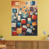 空中絵を描に浮いている立方体 キャンバスプリント (インサイチュ (リビング))